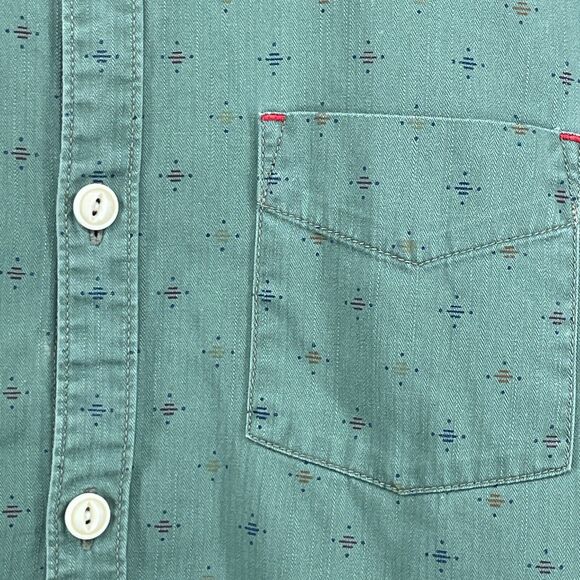 CPO PROVISIONS Shirt Mens M Southwestern Button Down Long Sleeve Cotton Green - Picture 8 of 16